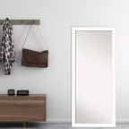 28" x 64" Wedge Framed Full Length Floor/Leaner Mirror White -: Modern Style, Polystyrene Frame, Wall Mount
