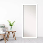 28" x 64" Wedge Framed Full Length Floor/Leaner Mirror White -: Modern Style, Polystyrene Frame, Wall Mount
