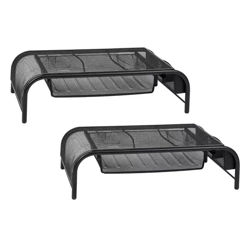 Monitor Stand, Ventilated Laptop Riser, Paper Tray, Office, Metal Mesh, 20"L x 11.5"W x 5.5"H, Black