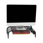 Monitor Stand, Ventilated Laptop Riser, Paper Tray, Office, Metal Mesh, 20"L x 11.5"W x 5.5"H, Black