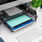 Monitor Stand, Ventilated Laptop Riser, Paper Tray, Office, Metal Mesh, 20"L x 11.5"W x 5.5"H, Black