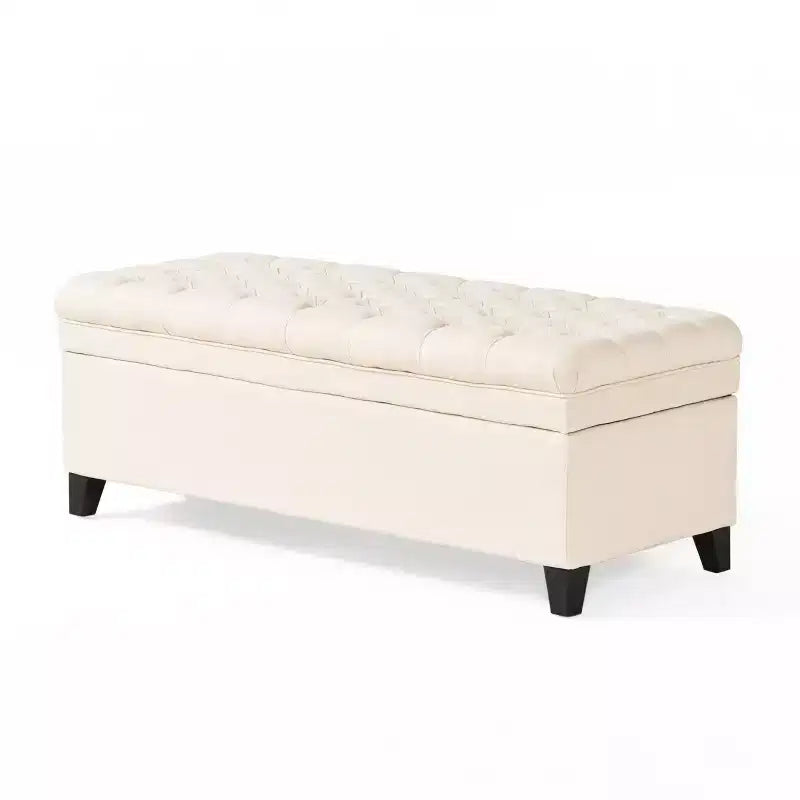 Modern Storage Bench with Large Storage Capacity, Storage Ottoman with Padding Seat, Ottoman Foot Rest for Living Room