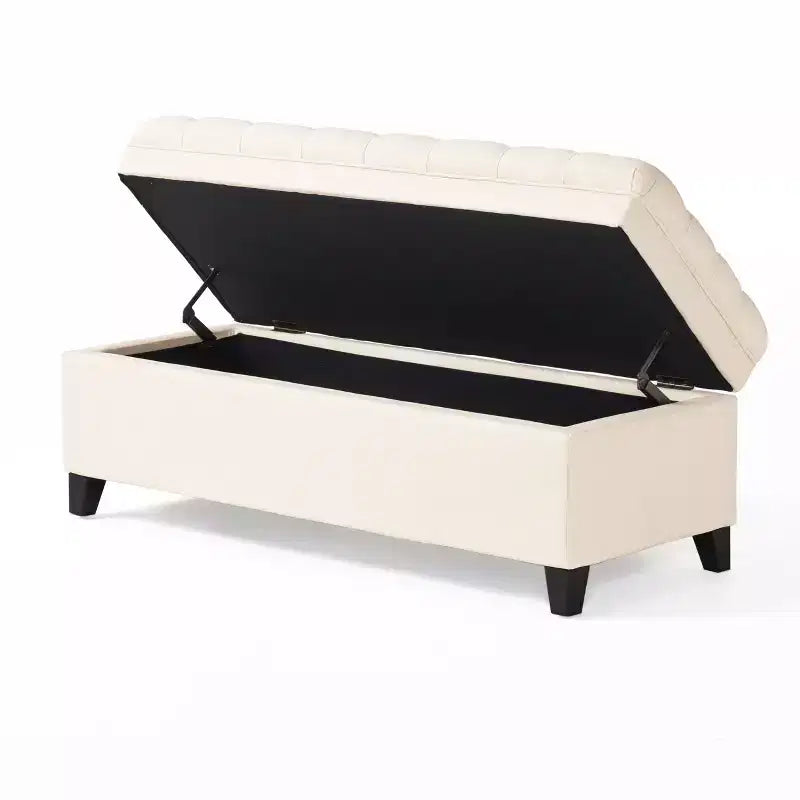 Modern Storage Bench with Large Storage Capacity, Storage Ottoman with Padding Seat, Ottoman Foot Rest for Living Room