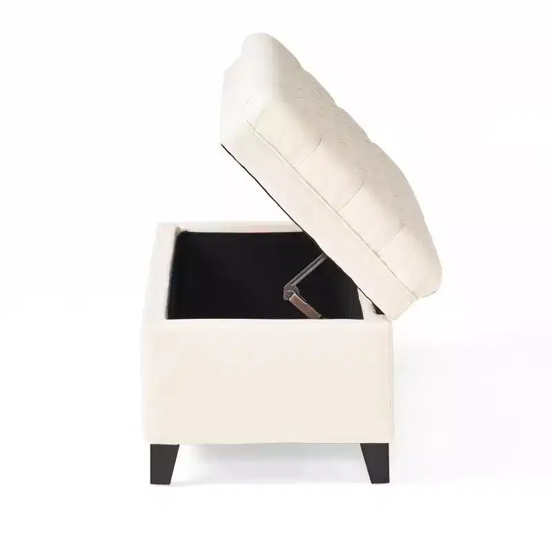 Modern Storage Bench with Large Storage Capacity, Storage Ottoman with Padding Seat, Ottoman Foot Rest for Living Room