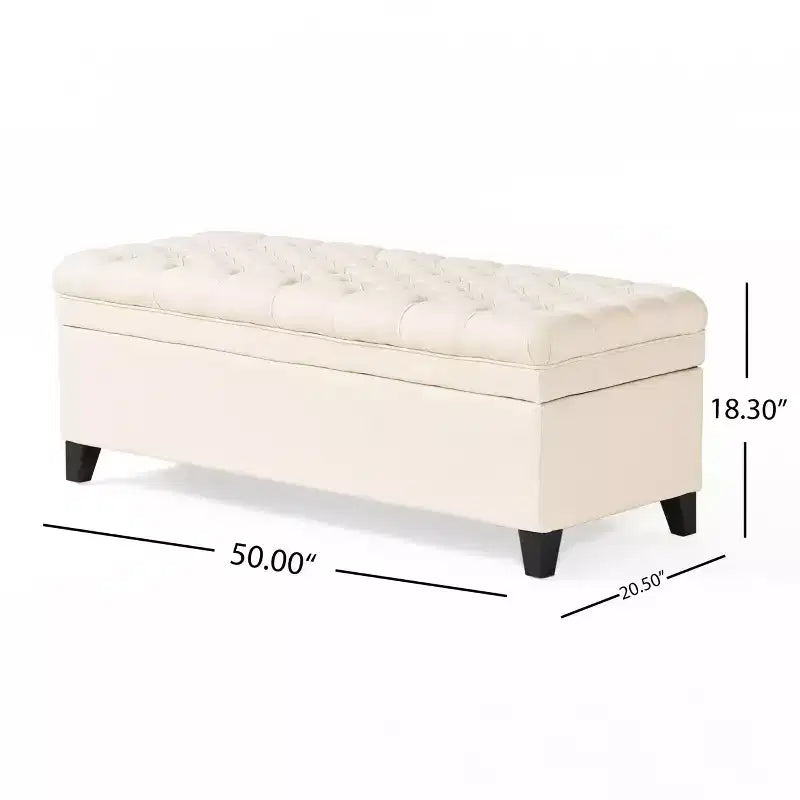 Modern Storage Bench with Large Storage Capacity, Storage Ottoman with Padding Seat, Ottoman Foot Rest for Living Room