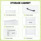 Bathroom Tall Storage Cabinet, Floor Freestanding Storage Cabinet with 2 Doors, One Drawer and Adjustable Shelf