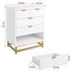 White Dresser with 5 Drawers, Tall Chest of Drawers, 5 Drawer Dresser with Deep Space, Wood Storage Cabinet for Living Room, Hallway, Office