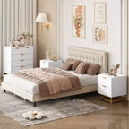 White Dresser with 5 Drawers, Tall Chest of Drawers, 5 Drawer Dresser with Deep Space, Wood Storage Cabinet for Living Room, Hallway, Office