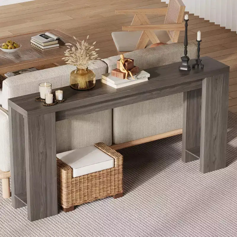 70.9 Entryway Console Table, Wooden Narrow Long Sofa Table, Rectangular Behind Couch Table for Living Room Hallway Entrance