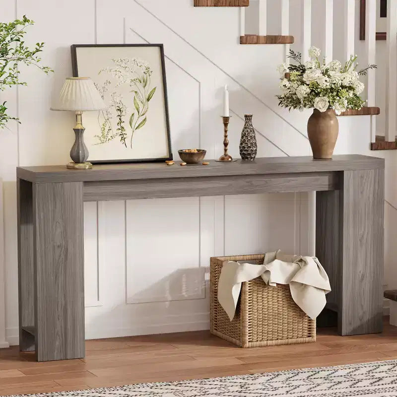 70.9 Entryway Console Table, Wooden Narrow Long Sofa Table, Rectangular Behind Couch Table for Living Room Hallway Entrance