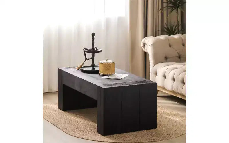 Coffee TableRectangular Contemporary Side Table with Tree Ring Pattern DesignVersatile Accent End Table Tea Table for Living Room and Kitchen