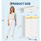 5-Drawer Smart Dresser with RGB LED & Charging, App-Controlled Storage Chest for Bedroom & Living Room