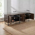 Medieval Modern Multimedia TV Stand with Four Doors Features two adjustable storage shelves Suitable for TVs up to 65 inchesChestnut