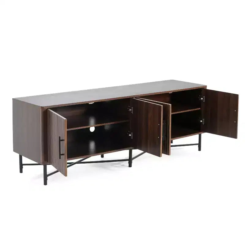 Medieval Modern Multimedia TV Stand with Four Doors Features two adjustable storage shelves Suitable for TVs up to 65 inchesChestnut