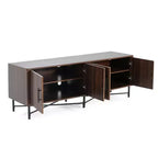 Medieval Modern Multimedia TV Stand with Four Doors Features two adjustable storage shelves Suitable for TVs up to 65 inchesChestnut