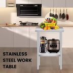 30 x 24 Inch Stainless Steel Work Table with Lower Shelf