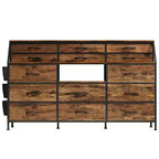 Black/White Dresser for Bedroom, 55 Wide Modern Dresser TV Stand with 14 Fabric Drawers, Large Clothing Storage Cabinet, Drawers Organizer