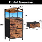 Bedside Table with 4 Fabric Drawers & Open Shelf - Multi-Functional Nightstand for Bedroom, Living Room & Office