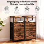 Bedside Table with 4 Fabric Drawers & Open Shelf - Multi-Functional Nightstand for Bedroom, Living Room & Office