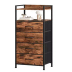 Bedside Table with 4 Fabric Drawers & Open Shelf - Multi-Functional Nightstand for Bedroom, Living Room & Office