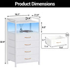 Bedside Table with 4 Fabric Drawers & Open Shelf - Multi-Functional Nightstand for Bedroom, Living Room & Office