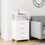 Bedside Table with 4 Fabric Drawers & Open Shelf - Multi-Functional Nightstand for Bedroom, Living Room & Office