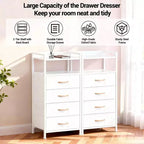 Bedside Table with 4 Fabric Drawers & Open Shelf - Multi-Functional Nightstand for Bedroom, Living Room & Office