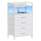 Bedside Table with 4 Fabric Drawers & Open Shelf - Multi-Functional Nightstand for Bedroom, Living Room & Office