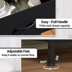 Bedside Table with 4 Fabric Drawers & Open Shelf - Multi-Functional Nightstand for Bedroom, Living Room & Office