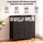 Bedside Table with 4 Fabric Drawers & Open Shelf - Multi-Functional Nightstand for Bedroom, Living Room & Office