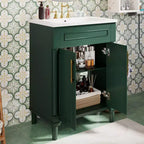 24 Bathroom Vanity with Ceramic Sink, Shaker Cabinet, 2 Soft-Close Doors, Solid Wood Frame for Small Bathroom or Powder Room