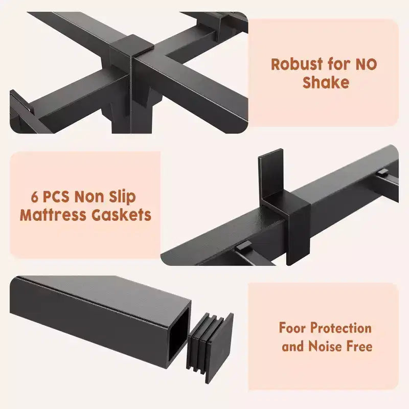 8 Inch King Size Metal Bed Frame, Low Profile Platform with Sturdy Mattress Foundation, Noise Free Easy Assembly, No Box Spring Needed