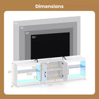 TV Stand with Power Outlets Adjustable LED Lights Storage Cabinet for TVs up to 85 Black/White
