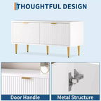 Shoe Cabinet, Fluted Entryway Bench with 2 Doors, Shoe Storage Bench for Hallway, Living Room, Bedroom