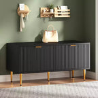 Shoe Cabinet, Fluted Entryway Bench with 2 Doors, Shoe Storage Bench for Hallway, Living Room, Bedroom
