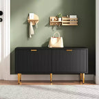 Shoe Cabinet, Fluted Entryway Bench with 2 Doors, Shoe Storage Bench for Hallway, Living Room, Bedroom