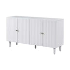 Modern Elegant Sideboard with 4 Wavy Pattern Doors and Cylindrical Legs, 58'' Storage Cabinets with Adjustable Shelves, Accent Entryway