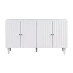 Modern Elegant Sideboard with 4 Wavy Pattern Doors and Cylindrical Legs, 58'' Storage Cabinets with Adjustable Shelves, Accent Entryway