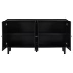Modern Elegant Sideboard with 4 Wavy Pattern Doors and Cylindrical Legs, 58'' Storage Cabinets with Adjustable Shelves, Accent Entryway