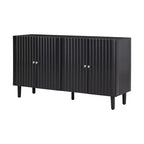 Modern Elegant Sideboard with 4 Wavy Pattern Doors and Cylindrical Legs, 58'' Storage Cabinets with Adjustable Shelves, Accent Entryway