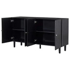 Modern Elegant Sideboard with 4 Wavy Pattern Doors and Cylindrical Legs, 58'' Storage Cabinets with Adjustable Shelves, Accent Entryway