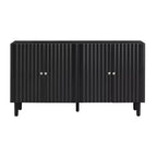 Modern Elegant Sideboard with 4 Wavy Pattern Doors and Cylindrical Legs, 58'' Storage Cabinets with Adjustable Shelves, Accent Entryway