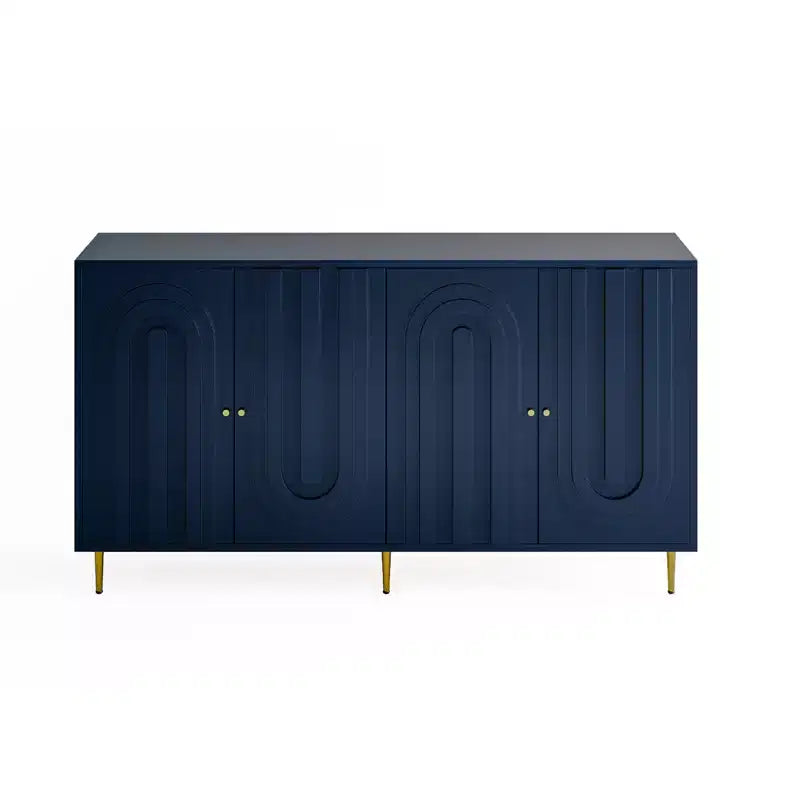 Sideboard Buffet Storage Cabinet with 4 Doors, Metal Legs, Adjustable Shelves Wooden Cabinet, Buffet Server Cabinet for Kitchen