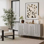 Sideboard Buffet Storage Cabinet with 4 Doors, Metal Legs, Adjustable Shelves Wooden Cabinet, Buffet Server Cabinet for Kitchen