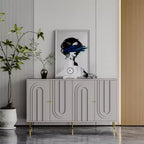 Sideboard Buffet Storage Cabinet with 4 Doors, Metal Legs, Adjustable Shelves Wooden Cabinet, Buffet Server Cabinet for Kitchen