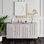 Sideboard Buffet Storage Cabinet with 4 Doors, Metal Legs, Adjustable Shelves Wooden Cabinet, Buffet Server Cabinet for Kitchen