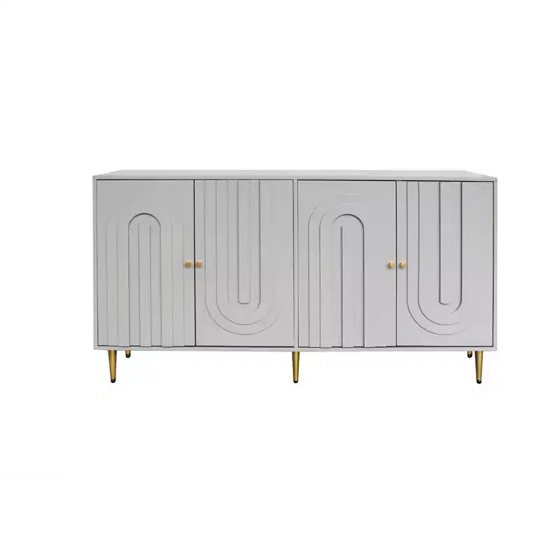 Sideboard Buffet Storage Cabinet with 4 Doors, Metal Legs, Adjustable Shelves Wooden Cabinet, Buffet Server Cabinet for Kitchen