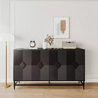 Sideboard Buffet Storage Cabinet with 4 Doors, Metal Legs, Adjustable Shelves Wooden Cabinet, Buffet Server Cabinet for Kitchen