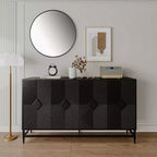 Sideboard Buffet Storage Cabinet with 4 Doors, Metal Legs, Adjustable Shelves Wooden Cabinet, Buffet Server Cabinet for Kitchen