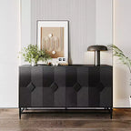 Sideboard Buffet Storage Cabinet with 4 Doors, Metal Legs, Adjustable Shelves Wooden Cabinet, Buffet Server Cabinet for Kitchen